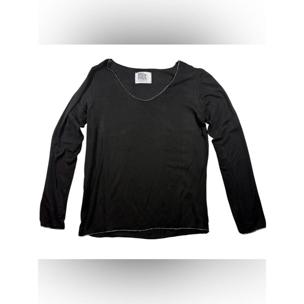 Free For Humanity Paris Italian Viscose Top - Albert Camus Quote - Black/Silver